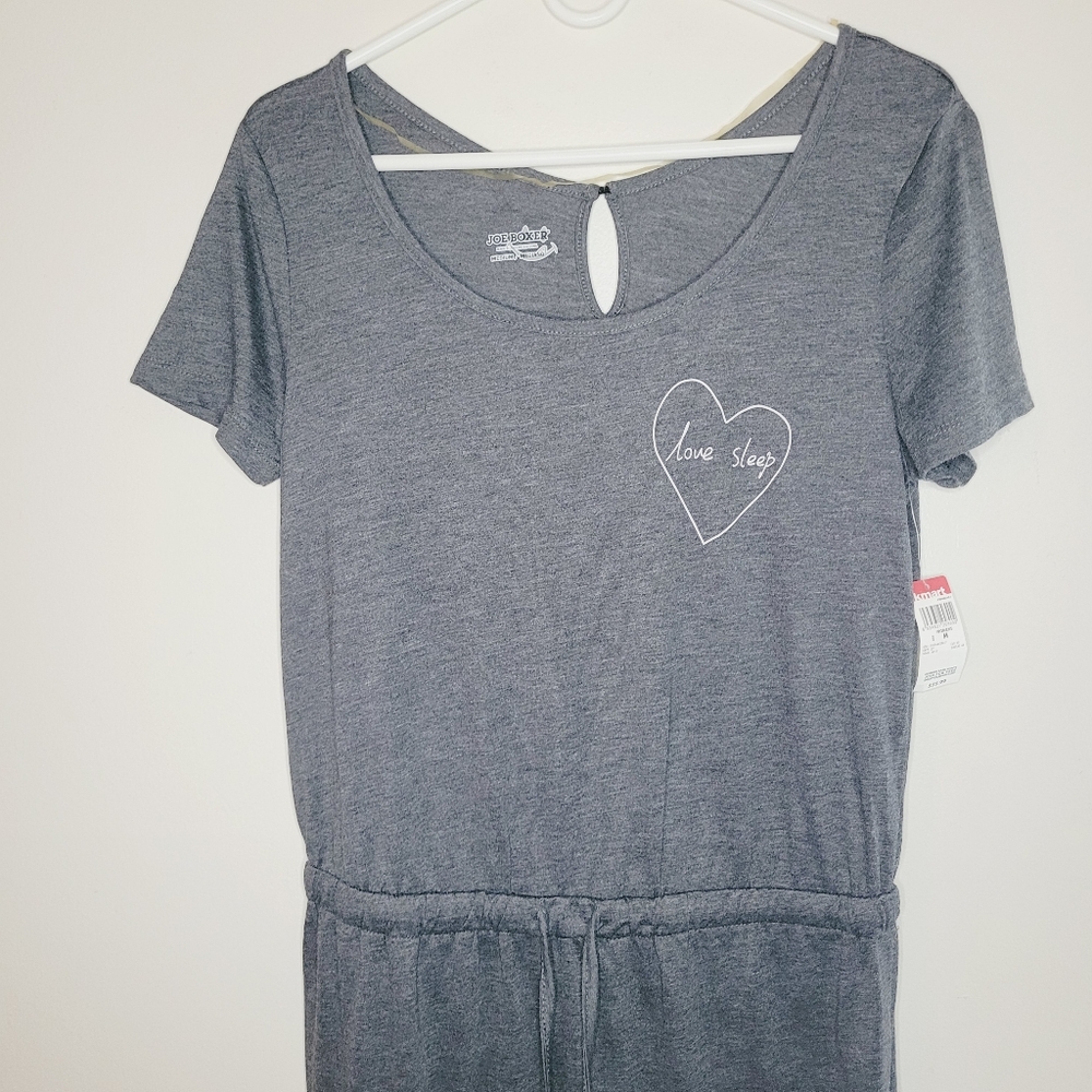 Joe Boxer Lounge Jumpsuit Women's Medium Gray Jogger Style Short Sleeve Casual - Picture 3 of 12